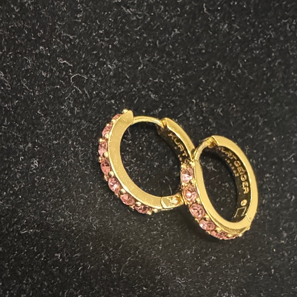 Kurt Geiger Gold Earrings with Pink Accents - Picture 4 of 6